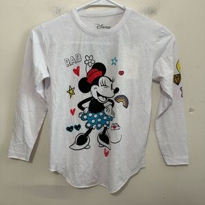 Disney X Chaser White and Red Minnie Mouse Smile Long Sleeve Tee Kid’s Size 7